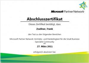 öfter Microsoft Partner Network-Vertriebs- und Marketingtest für die Small Business Specialist Community