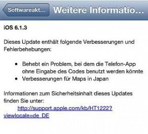 öfter Apple - Sicherheitsupdate 6.1.3 - iOS