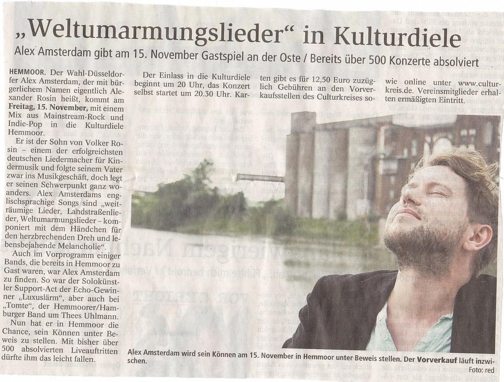 öfter Alex Amsterdam - Weltumarmungslieder - Kulturdiele Hemmoor - Culturkreis Hemmoor e. V.